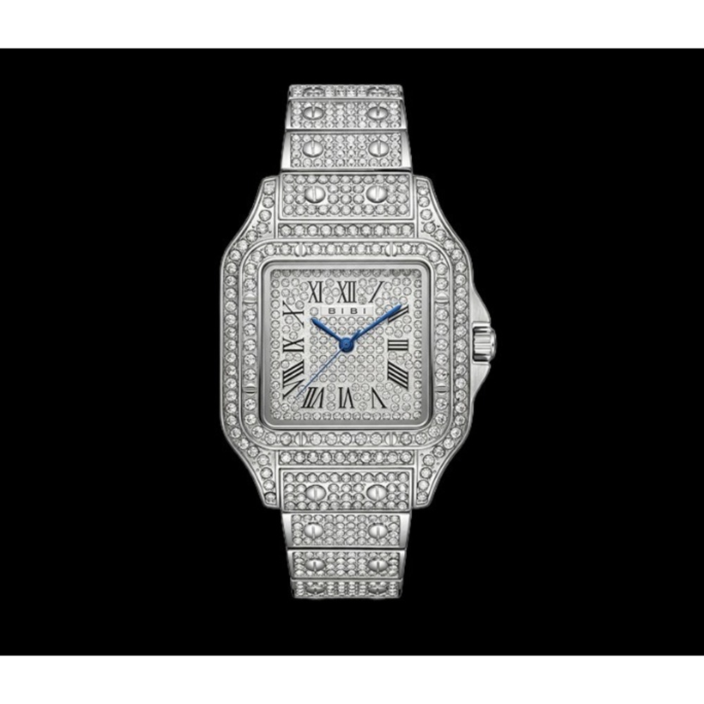 BIBI‎ Iced Out Crystal Watch Silver 34mm